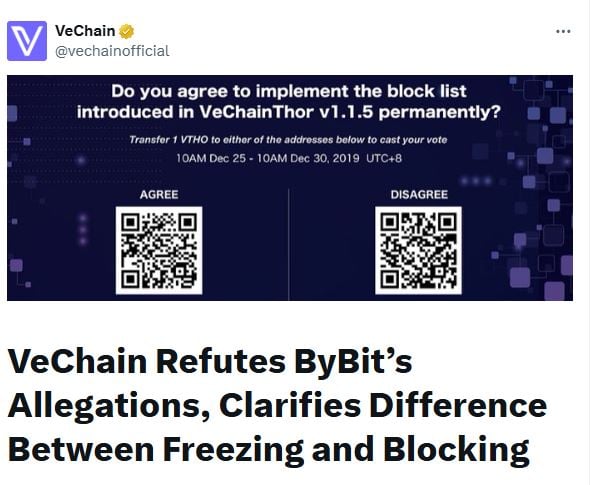VeChain Pushes Back Against Bybit’s Fund Freeze Claims, Cites Misinterpretation