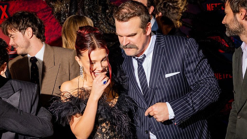 David Harbour noticed at Millie Bobby Brown’s twenty second party months after ‘bullying’ rift