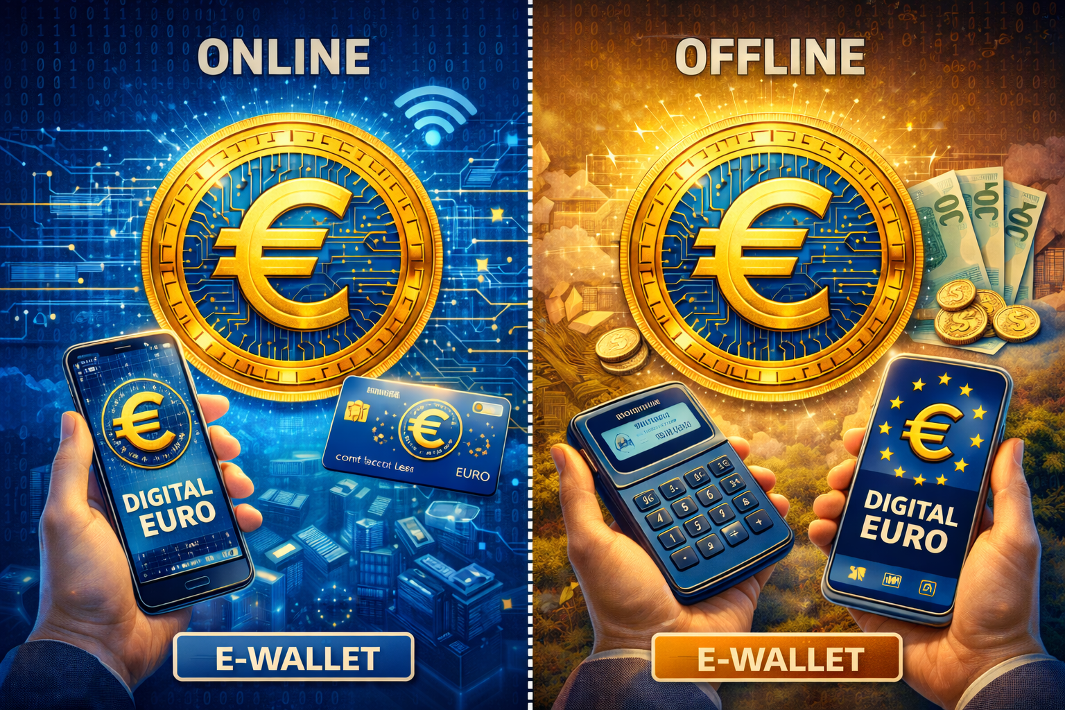 Digital euro online and offline