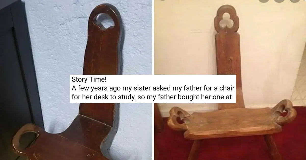 Woman Discovers Hilarious Secret Behind “Antique Chair” Her Father Bought Her