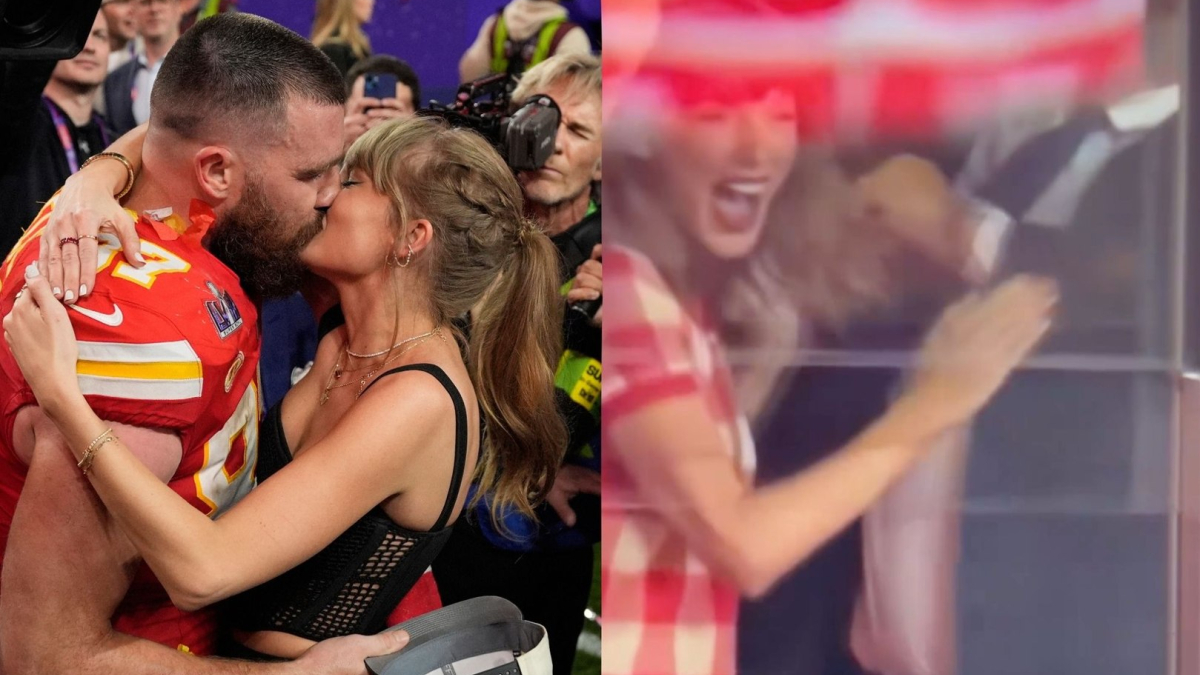 Taylor Swift Turns Jason Kelce Into Punching Bag During Travis Kelce’s Chiefs Debut